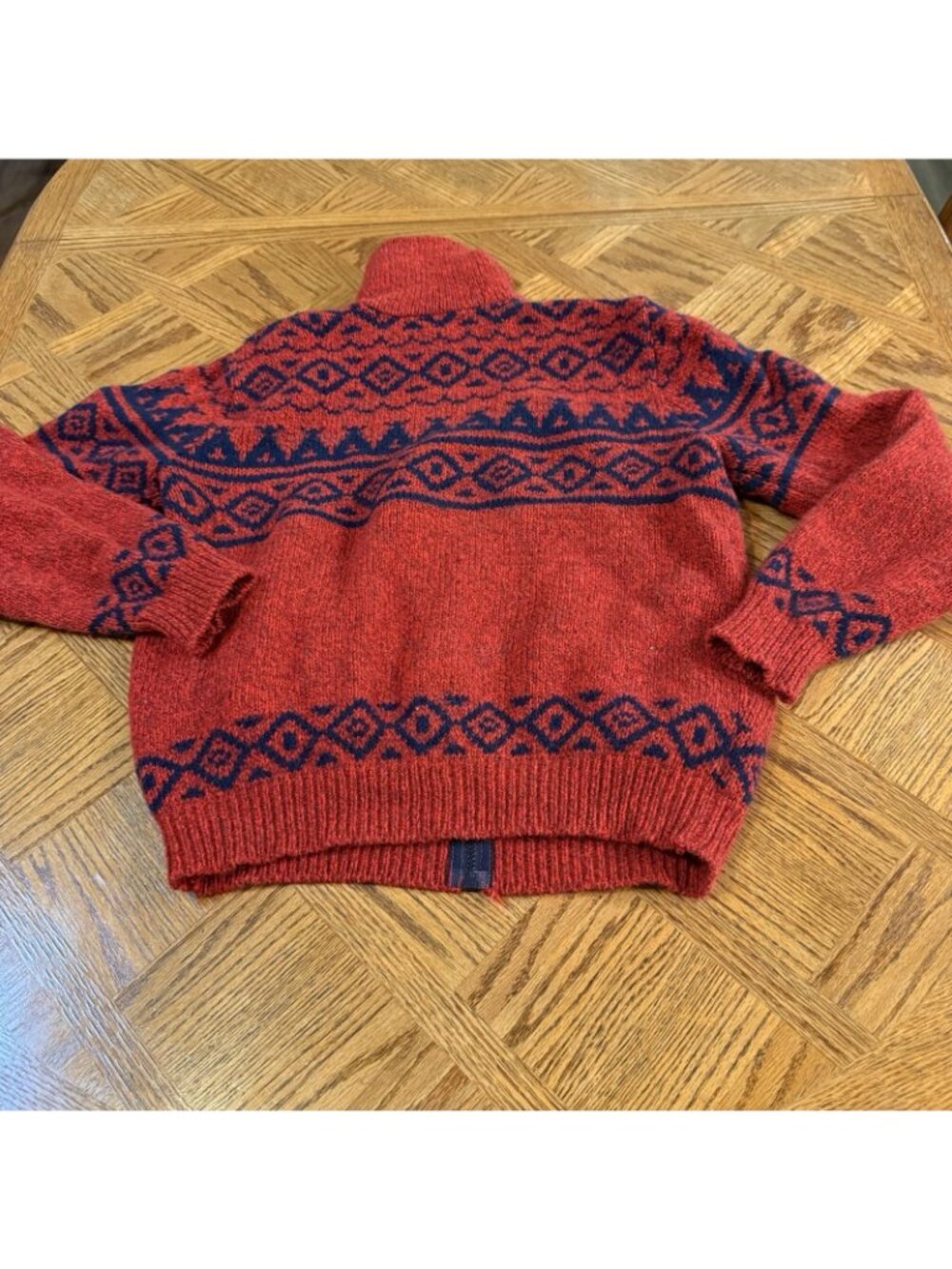 Vintage LL Bean Womens Wool Nylon Blend Full Zip Sweater Medium Nordic Geometric - Picture 6 of 6